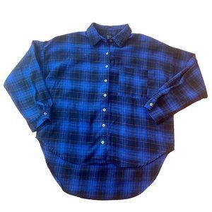 Vici Women’s Top Button-Down Plaid Flannel Shirt Blue Small